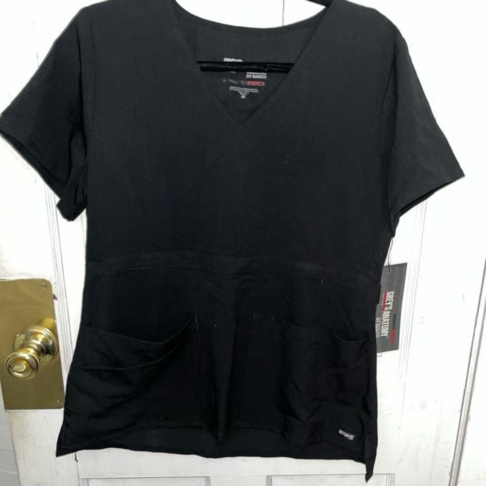 Grey's Anatomy Black V-Neck Short Sleeve Scrub Top